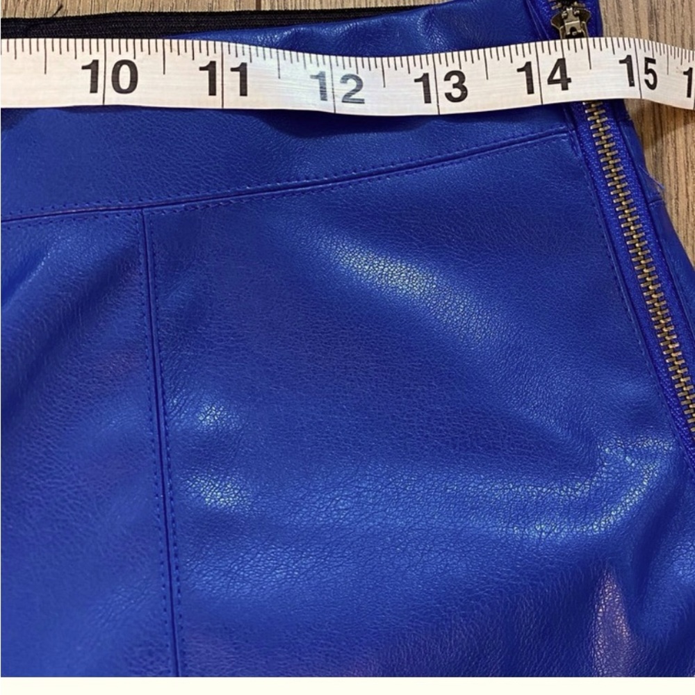 High-Rise Blue Faux Leather Skinny Pants